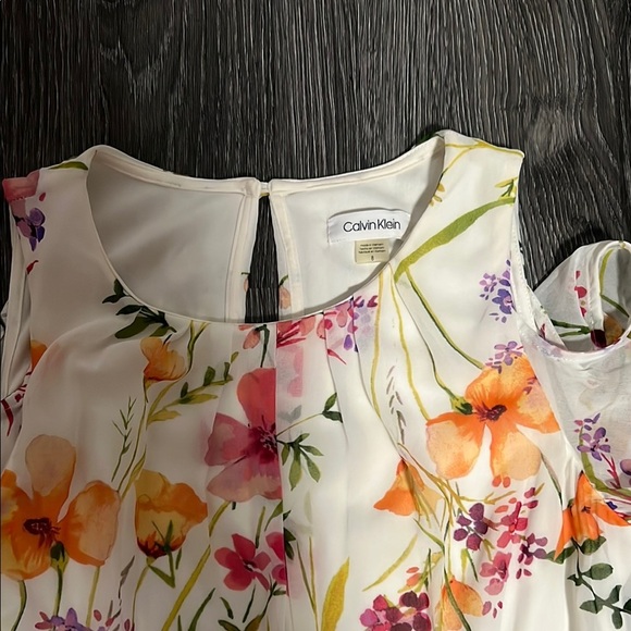 Calvin Klein White and Orange Ruffled Tiered Maxi Dress - Picture 3 of 11